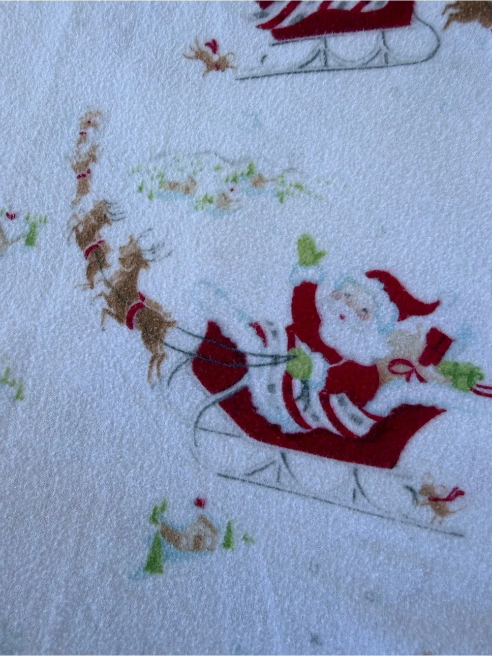 Pottery Barn Kids Santa’s Sleigh 2-Piece Flannel Duvet Cover Set F/Q Festive Fun
